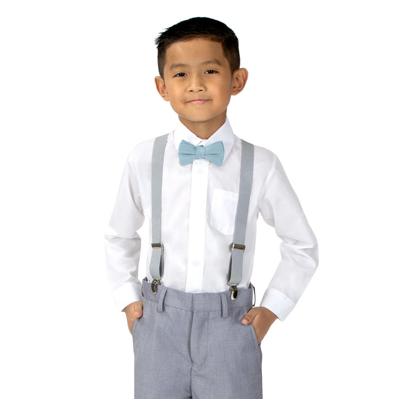 Spring Notion Boys' Linen Blend Bow Tie, Steel Blue Small - Image 3